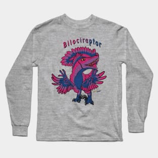 Bilociraptor - Text (Feathered) (Bisexual Pride) Long Sleeve T-Shirt